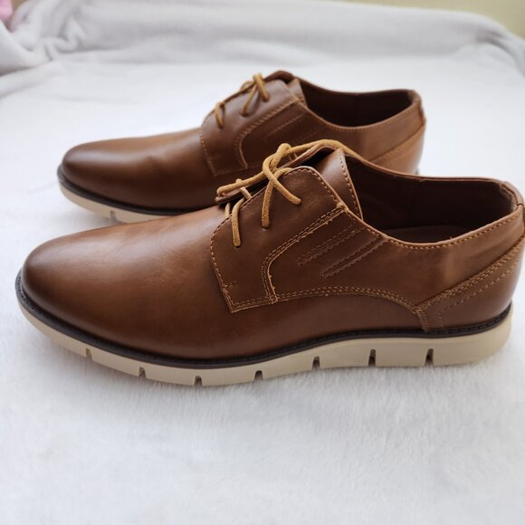 Men's Jousen Brown Leather Oxford Casual Shoes size 9.5 - Picture 3 of 6